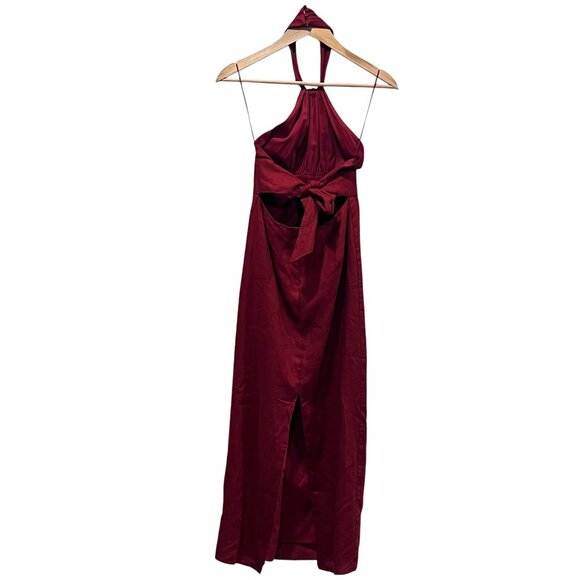 Banana Republic Lisa Linen Halter Midi Dress, Red Embers, 0 - Picture 6 of 12